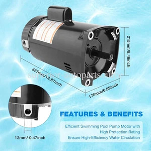 Motor de bomba de piscina de 1 HP B2853 brida cuadrada de 230 V de una sola velocidad para Pentair SuperFlo - Imagen 1 de 16
