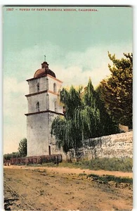 Tower of Santa Barbara Mission, California - c1910 Postcard - Picture 1 of 2