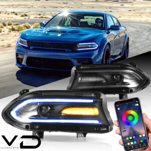 VLAND RGB Headlights Projector For Dodge Charger R/T 15-23 Dual Beam Front Lamps - Picture 1 of 13