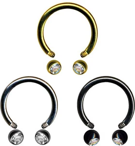 INTIM HUFEISEN ZIRKONIA KRISTALL PIERCING EDELSTAHL LIPPE OHR BRUST SEPTUM NASE - Bild 1 von 4