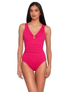Lauren Ralph Lauren Orchid Ring Front One-Piece Womens Swimsuit L17760 Size 6 - Picture 1 of 4