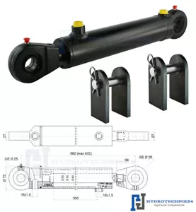 Hydraulikzylinder doppeltwirkend 50/28 Hub 350 inkl. Montagehalterung - Bild 1 von 2