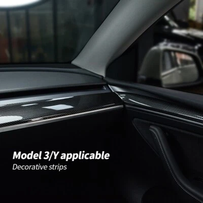 4PCS Trim Dashboard Cover Wrap & Front Door Inner Armrest Panel For Tesla 3/Y Foto 1 de 4