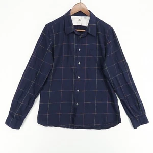 Paul Smith Shirt Mens XL Blue Windowpane Long Sleeve Button Up Tailored Fit - Picture 1 of 7