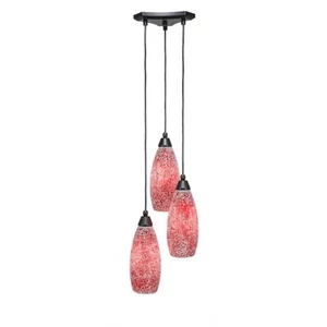 Toltec Europa 3 Light Mini Pendant, Black, 5.5" Red Fusion Glass - 28-MB-5066 - Picture 1 of 1
