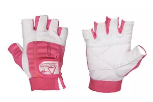 Women's Ladies Weight lifting Pink & White Leather Gloves Weight lifting " XS-XL - Picture 1 of 2