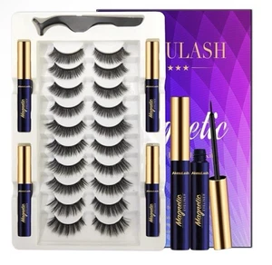 Akesulash Magnetic Eyeliner & Eyelash Kit Reusable Easy to Apply Waterproof 10pr - Picture 1 of 6