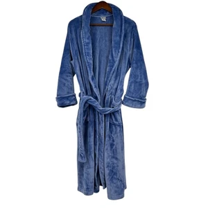 N Natori Azul Vellón Grueso Grueso Bata Cintura Corbata Largo Talla Grande XL - Imagen 1 de 6