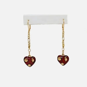 Celestial 3D Heart Earrings | Premium Gold Filled 2-inch Drop Dangle Earrings - Picture 1 of 6