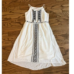 Justice Girls Size 14 Embroidered Maxi Dress, White Dress Navy Blue Detail NWT - Picture 1 of 4