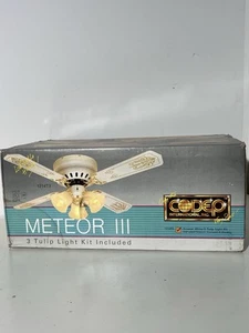 CODEP METEOR III 1980s VINTAGE CEILING FAN NEW NIB ANTIQUE BRASS STENCIL BLADE - Picture 1 of 12