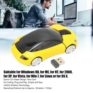 2.4GHz Wireless Car Mouse Plug And Play Battery Powered 3D Sports Car Styling C - Picture 1 of 22