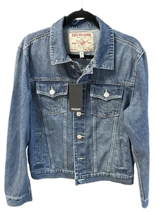 True Religion Denim Jeansjacke Jesse Trucker Herren Medium Blizzard Wash NEU Neu mit Etikett - Bild 1 von 3