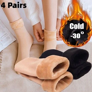 4Paare Damen Winter-Schneestiefelsocken Warme Plüsch-Thermosocken Weiche Dicke - Bild 1 von 22