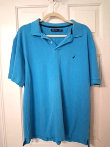 NAUTICA Men's SZ XL 100% Cotton Ocean Blue Short Sleeve Polo Shirt - Picture 1 of 6