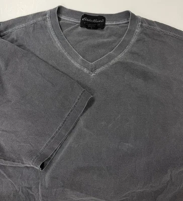 Camisa Eddie Bauer Vintage Años 90 Cuello en V Grande Mínimo Pigmento Teñido Gris Hecha en EE. UU. Foto 1 de 4