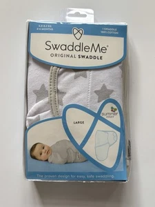 Swaddle Me, Original Swaddle, Grey & White Star Print, Unisex, Large, BRAND NEW - Picture 1 of 5