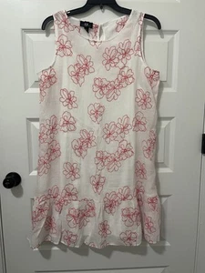 Vestido AGB Sin Mangas Volantes Dobladillo Bordado Gasa Línea A Talla XL Blanco Rosa - Imagen 1 de 11