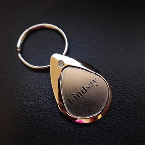 Lindsay Personalized Keychain Heavy Metal Teardrop Classy Name Gift - Picture 1 of 6