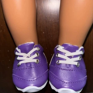 NUEVAS Tenis Púrpura No Necesidad de Atar para Muñeca de 18 pulgadas Como Muñecas American Girl - Imagen 1 de 4