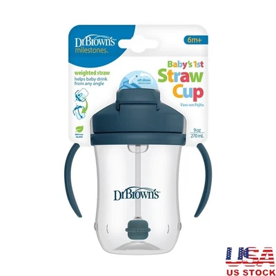 Baby First Straw Cup Sippy Cup Weighted Spill Proof Easy Grip BPA Free New - Image 1 of 4