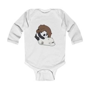 Newborn Baby Long Sleeve Bodysuit with Bear Print - Picture 1 of 5
