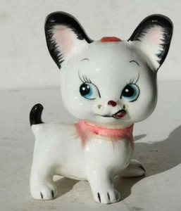 Dog Figurine Cartoon Comic Blue Eyes Tongue Out Adorable Ceramic Hand Painted -- - Picture 1 of 1