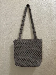 The Sac Classic Ivory Brownish Bucket Crochet Large Purse Shoulder Bag - Bild 1 von 14