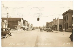 Noruega Michigan MI Main Street Scene RPPC foto real 1942 - Imagen 1 de 2