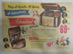 Admiral Radio Phonograph Ad: Plays All Records All Speeds 1949 Size: 11 x 15 in - Picture 1 of 6