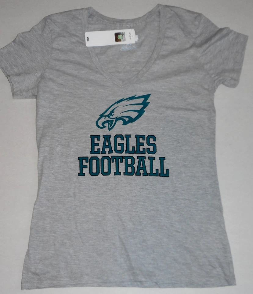 CAMISETA DE FÚTBOL PARA MUJER PHILADELPHIA EAGLES MEZCLA DE ALGODÓN CUELLO EN V M L XL NUEVA CON ETIQUETAS GRIS Foto 1 de 1