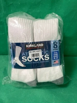 Calcetines deportivos Kirkland Signature para hombre 8 pares color blanco Foto 1 de 4