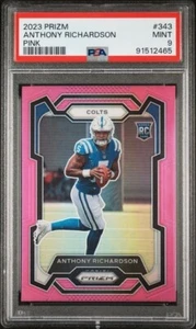 Panini Prizm Rookies Pink Prizm #343 2023 Anthony Richardson RC SP IND PSA 9 - Imagen 1 de 10