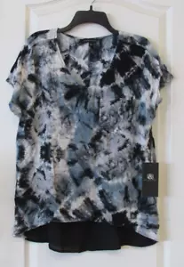 Rock & Republic Mixed Media Vented Hem Tiedye Top Women's Sz L NWT MSRP$40 - Picture 1 of 2