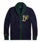 Polo Ralph Lauren Varsity P Wing Letterman Cardigan Shawl Collar Sweater Jacket
