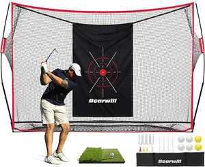 Rete da Golf, 10X7Ft Reti da Pratica Golf Resistenti con Tappetino, Panno Bersaglio, 8 T-shirt, 6 - Foto 1 di 8
