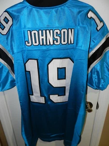 Maglia cucita Keyshawn Johnson #19 Carolina Panthers Reebok Onfield da uomo taglia 52 - Foto 1 di 5