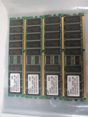 Lot of 4 Sticks of Samsung PC2100R-20330-M0 M312L6420DT0-CA2 512MB DDR CL2.0 ECC - Image 1 of 4