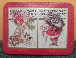 Playing Cards (1997) Rockwell Saturday Evening Post Santa Tin Set 2 Decks - Picture 1 of 4