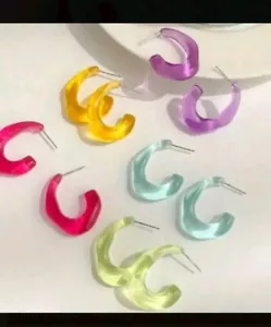 orecchini Colorati A Forma Di Goccia Mare Estivi Di Plastica Trasparente - Foto 1 di 4