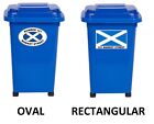 Pair Wheelie Bin Stickers Transfers, Your Address + Flag Of Your Choice, 2 Sizes