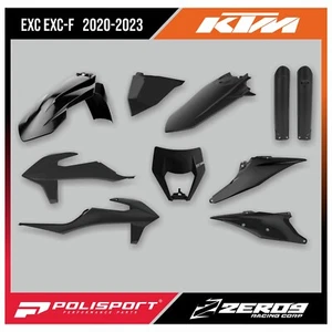 KIT PLÁSTICO KTM EXC / EXC-F / XC-W 2020-2023 ENDURO INCLUYE PROTECTORES HORQUILLA NEGRO - Imagen 1 de 2