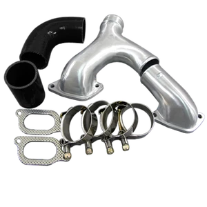 Top Mount Intercooler Polished Cast Y Pipe Kit + Black Hoses For Subaru WRX STI - Bild 1 von 5
