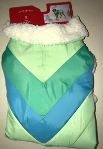 NEU NEU MIT ETIKETT Welpe HUND HAUSTIERE WINTER FLEECE JACKE MANTEL Größe MEDIUM grün blau WEICH @@ - Bild 1 von 2