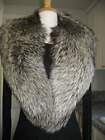 GENUINE NATURAL SILVER FOX FUR PLUSH THICK LARGE AND LONG  DETACHABLE COLLAR