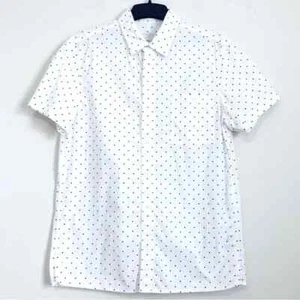 Camicia uomo American Eagle cotone nero a pois bianca maniche corte con bottoni - Foto 1 di 14
