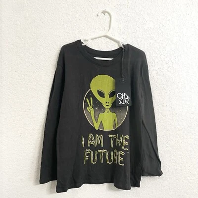 NUEVO CON ETIQUETAS Chaser Niños Niños Camisa De Colección Negra Alien Manga Larga Cuello Redondo Talla 6  Foto 1 de 4