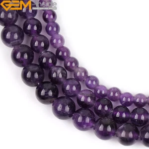 Natural Gemstone Purple Amethyst Loose Beads For Jewelry Making 15" 2mm Big Hole - Picture 1 of 18