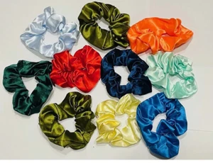 Hair Ties Elastic Women Teen Kids Satin Scrunchies Multicolour All Occasion PC24 - Picture 1 of 33