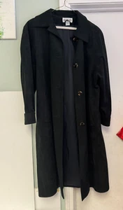 Abrigo negro de invierno para mujer a medida por Harlan ultra gamuza hecho en EE. UU. talla 10 - Imagen 1 de 9